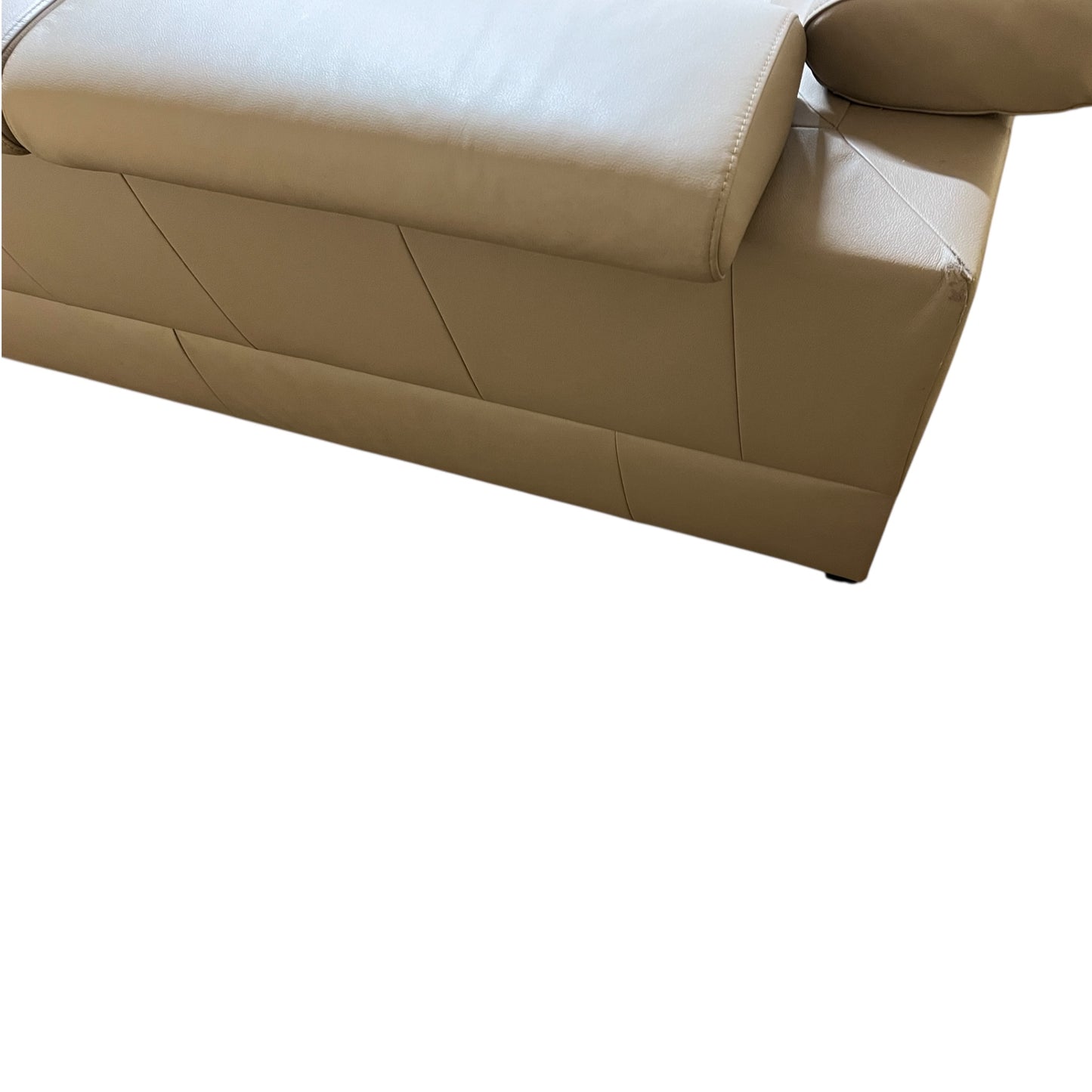 Beiges Echtleder-Ecksofa mit Bettfunktion Art.-Nr 542