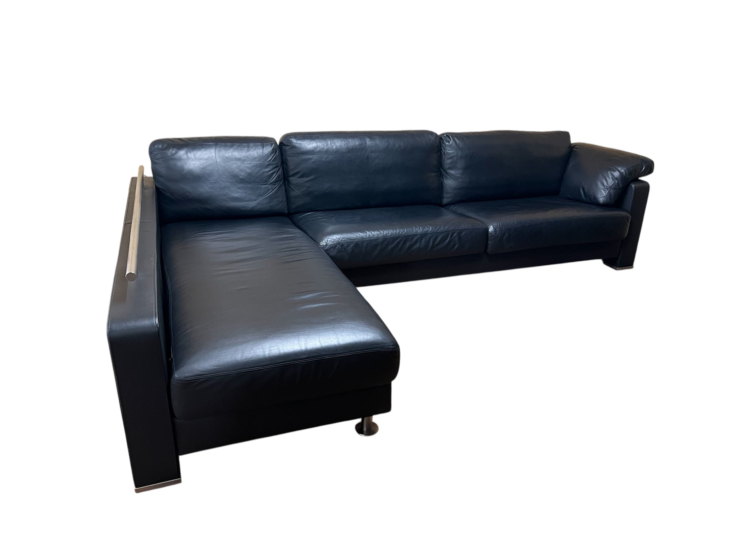 Hochwertiges Echtleder-Ecksofa in Schwarz von Linie C Art.-Nr. 593