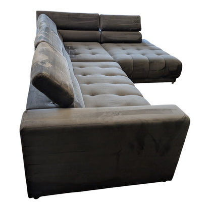 Graues Bubel-Ecksofa aus Samtstoff Art.-Nr. 474