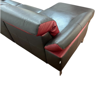 Echtleder-Ecksofa in Braun mit roten Details der Marke Bon Domus Art.-Nr. 541