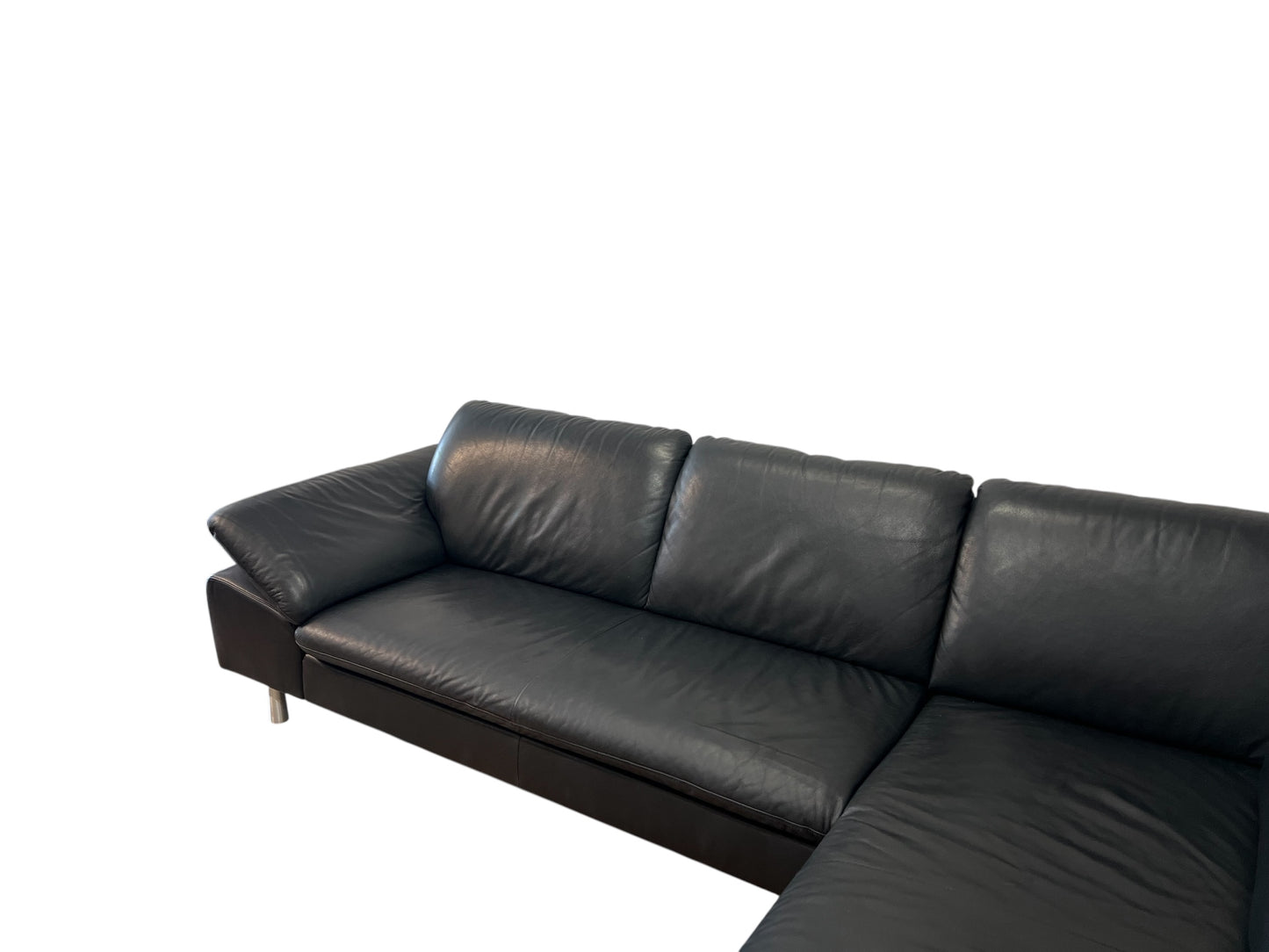Ecksofa von W. Schillig in Schwarz aus echtem Leder Art.-Nr. 016