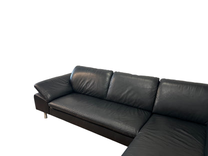 Ecksofa von W. Schillig in Schwarz aus echtem Leder Art.-Nr. 016