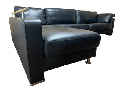 Hochwertiges Echtleder-Ecksofa in Schwarz von Linie C Art.-Nr. 593