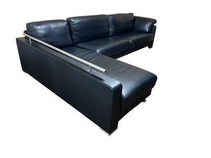 Hochwertiges Echtleder-Ecksofa in Schwarz von Linie C Art.-Nr. 593