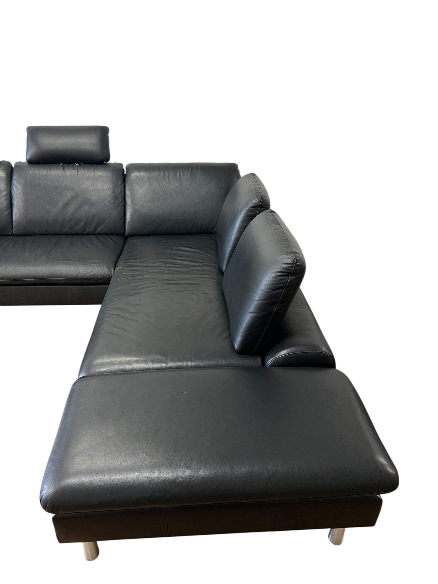 Ecksofa von W. Schillig in Schwarz aus echtem Leder Art.-Nr. 016