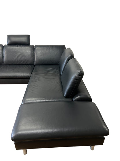 Ecksofa von W. Schillig in Schwarz aus echtem Leder Art.-Nr. 016