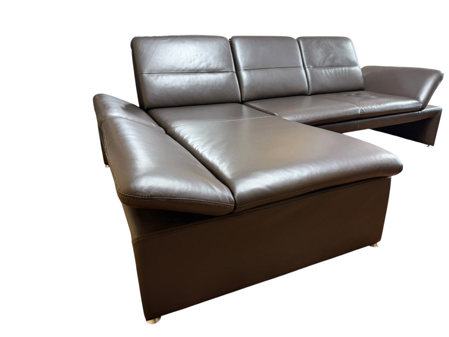 Ecksofa aus echtem Leder von Leu Swiss mit HockerArt.-Nr. 039