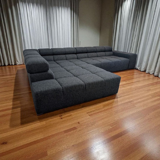 Bubel-Ecksofa in Grau mit verstellbaren Kopfstützen Art.-Nr. 451