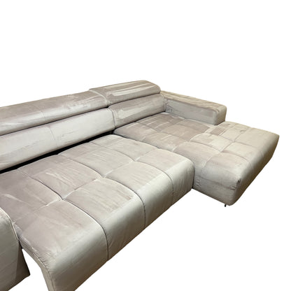 Bubel-Ecksofa in Rosa aus Samtstoff,  elektrisch ausziehbar Art.-Nr. 558
