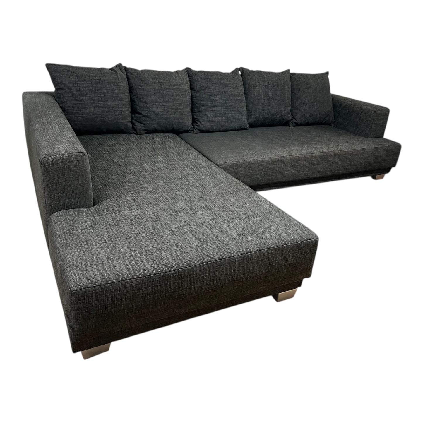 Dunkelgraues Ecksofa mit Bettfunktion und Stauraum Art.-Nr 484