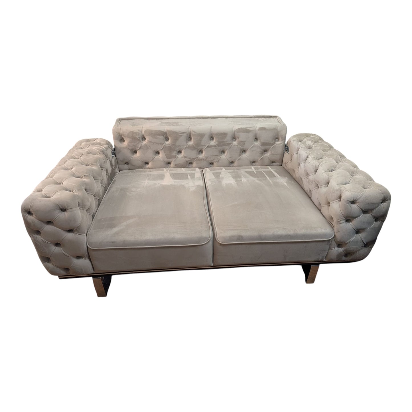Sofa in Beige (Chesterfield-Design) aus Samt Art.-Nr. 446