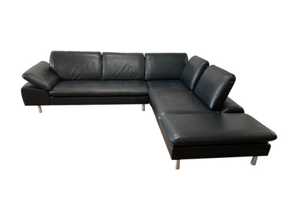 Ecksofa von W. Schillig in Schwarz aus echtem Leder Art.-Nr. 016