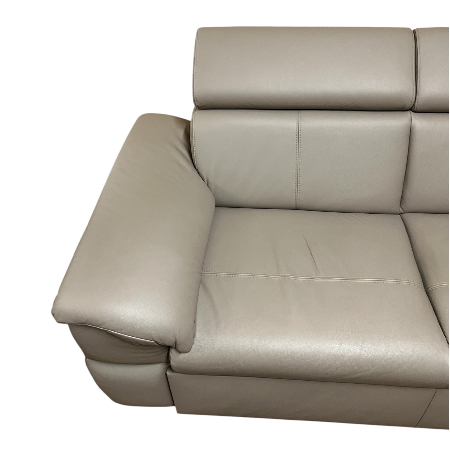 Beiges Echtleder-Ecksofa mit Bettfunktion Art.-Nr 542