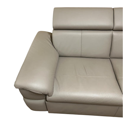 Beiges Echtleder-Ecksofa mit Bettfunktion Art.-Nr 542