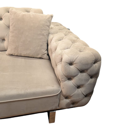 Sofa in Beige (Chesterfield-Design) aus Samt Art.-Nr. 446