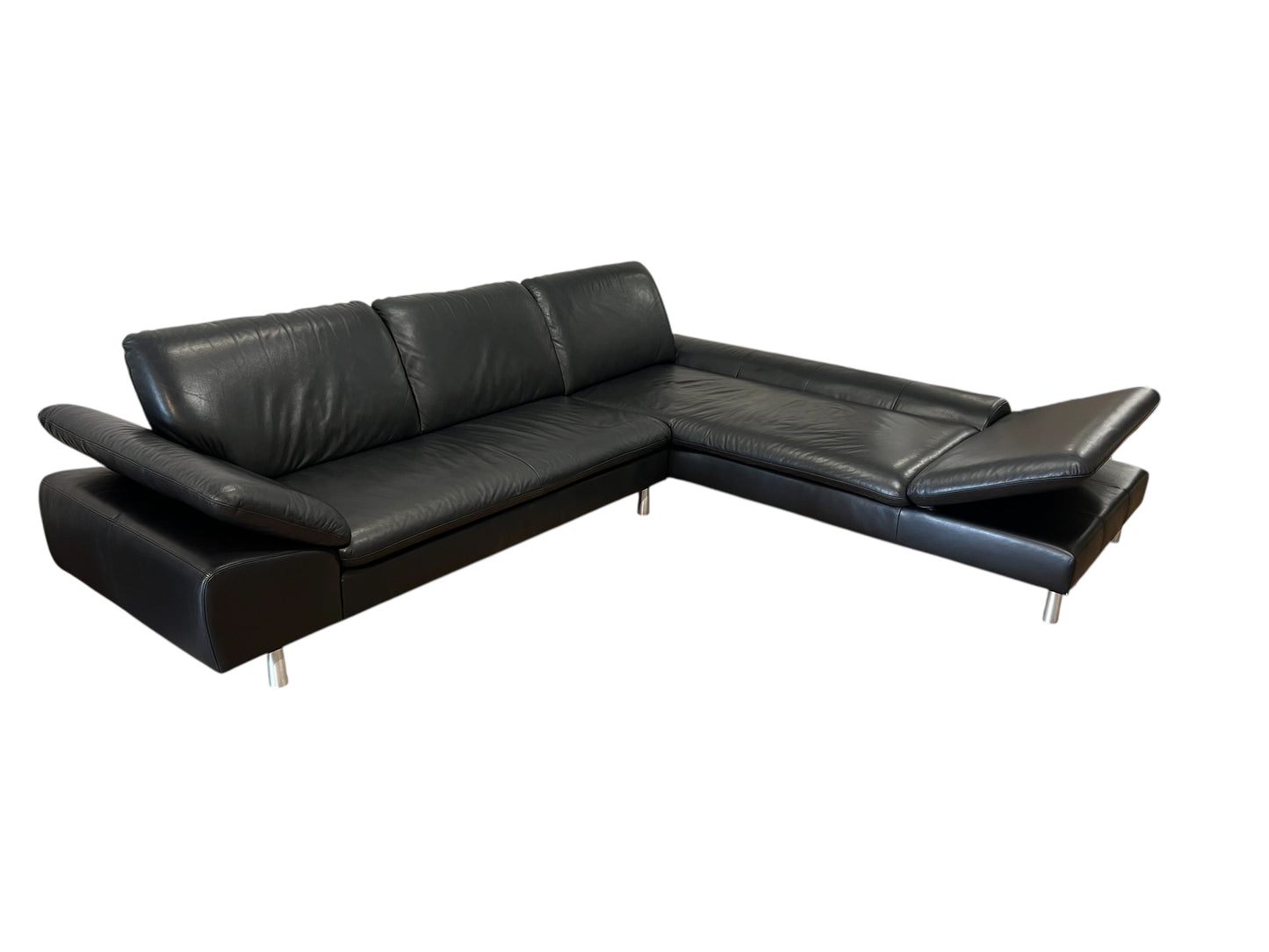 Ecksofa von W. Schillig in Schwarz aus echtem Leder Art.-Nr. 016