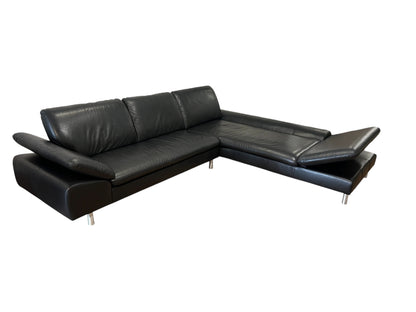 Ecksofa von W. Schillig in Schwarz aus echtem Leder Art.-Nr. 016