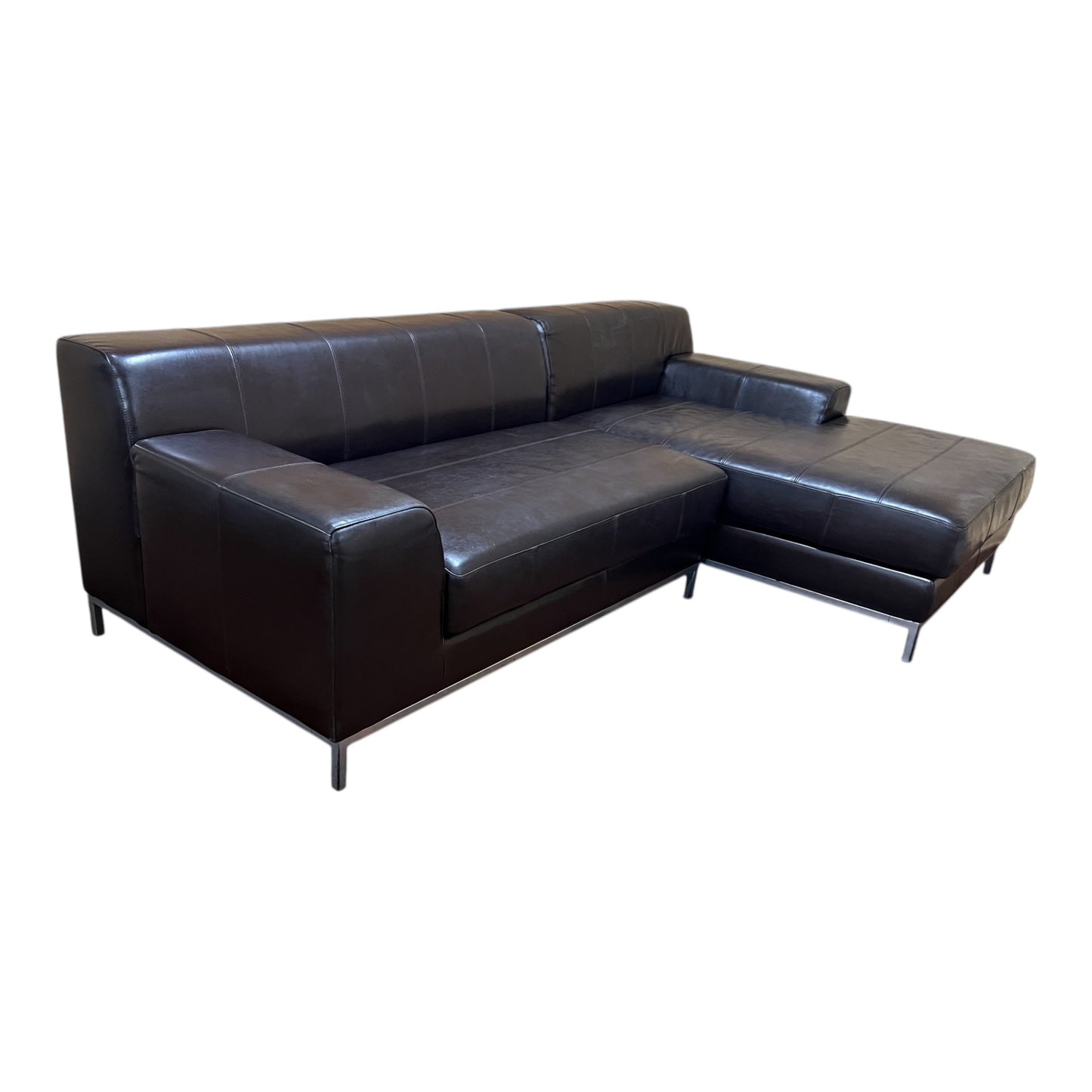 Ecksofa aus Echtleder in Braun. Art.-Nr. 552