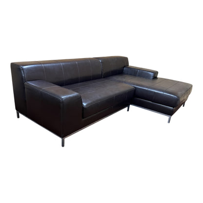 Ecksofa aus Echtleder in Braun. Art.-Nr. 552