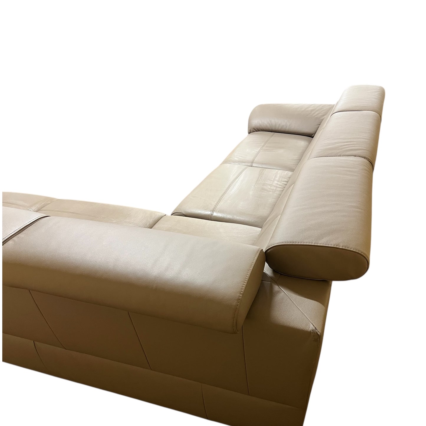 Beiges Echtleder-Ecksofa mit Bettfunktion Art.-Nr 542