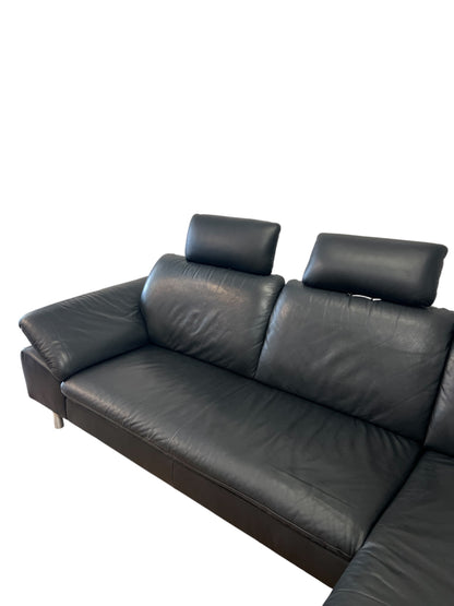 Ecksofa von W. Schillig in Schwarz aus echtem Leder Art.-Nr. 016