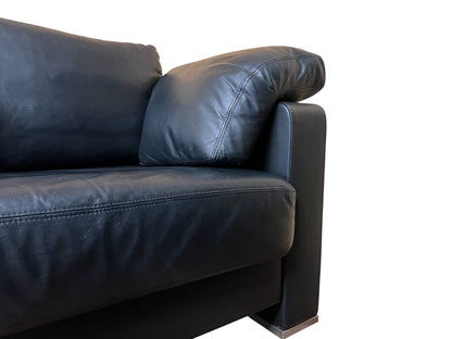 Hochwertiges Echtleder-Ecksofa in Schwarz von Linie C Art.-Nr. 593