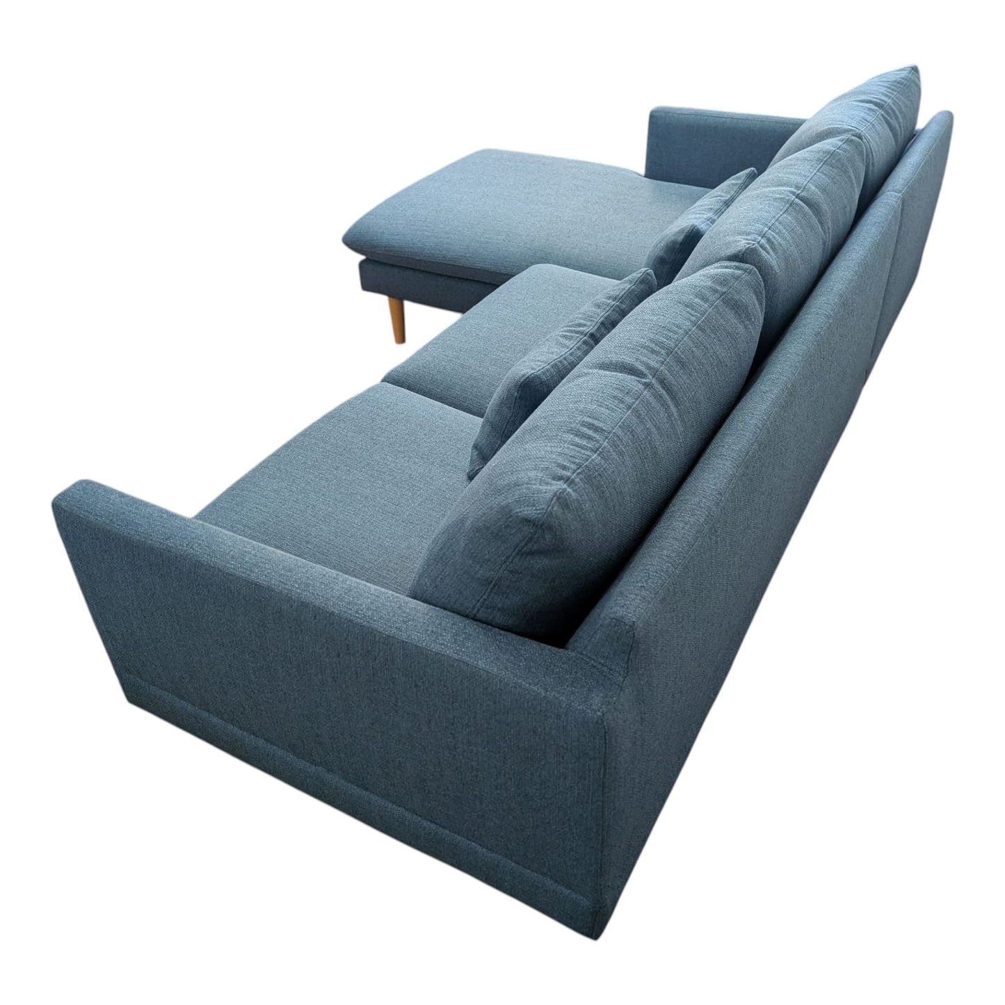 Ecksofa in Petrol mit Holzbeinen Art.-Nr. 448