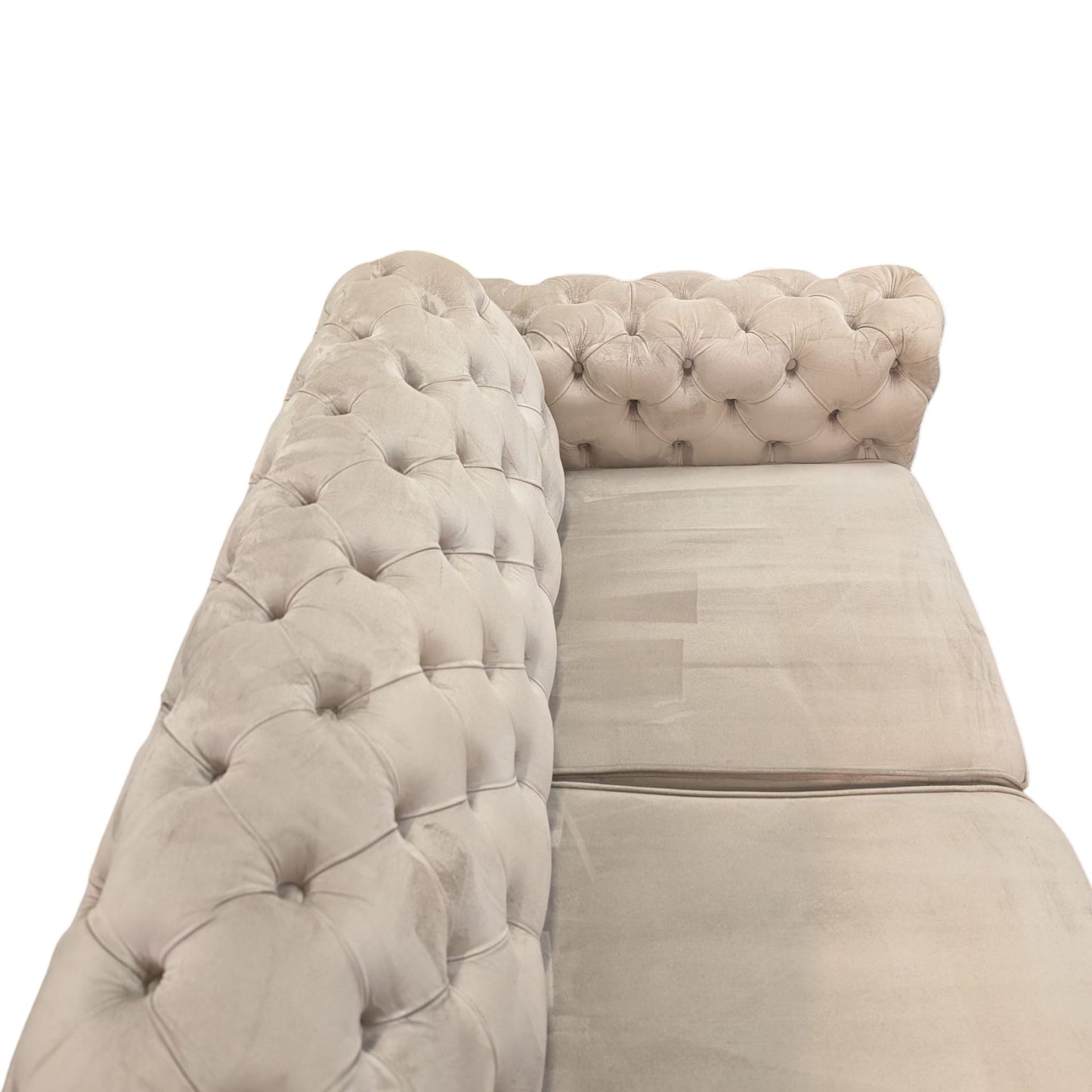 Sofa in Beige (Chesterfield-Design) aus Samt Art.-Nr. 446