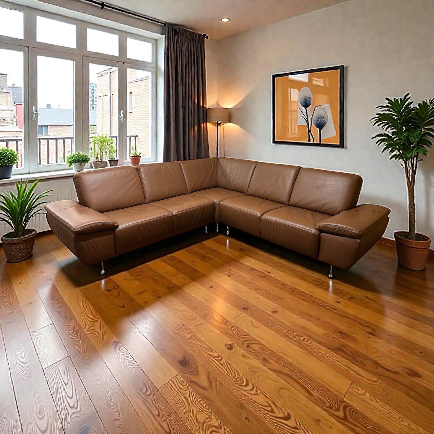 Echtleder-Ecksofa von Musterring in Braun Art.-Nr. 556