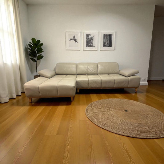 Ecksofa aus echtem Leder mit Holzelementen Art.-Nr. 513