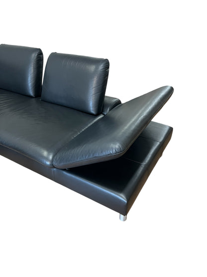 Ecksofa von W. Schillig in Schwarz aus echtem Leder Art.-Nr. 016
