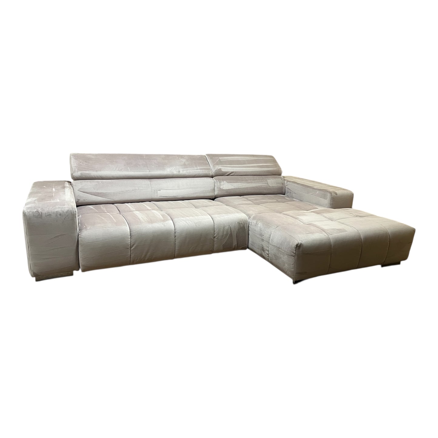 Bubel-Ecksofa in Rosa aus Samtstoff,  elektrisch ausziehbar Art.-Nr. 558