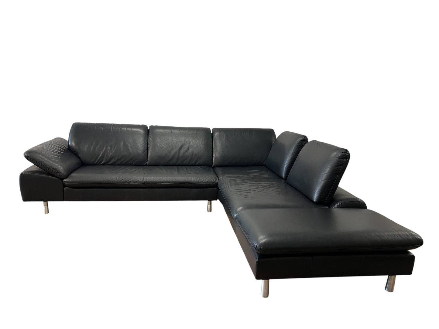 Ecksofa von W. Schillig in Schwarz aus echtem Leder Art.-Nr. 016