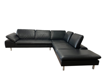 Ecksofa von W. Schillig in Schwarz aus echtem Leder Art.-Nr. 016