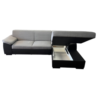 Ecksofa in Grau mit schwarzer Lederoptik Art.-Nr. 508