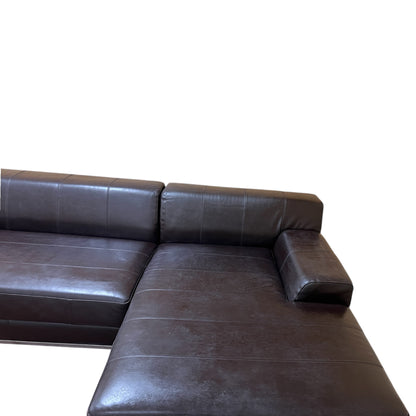 Ecksofa aus Echtleder in Braun. Art.-Nr. 552