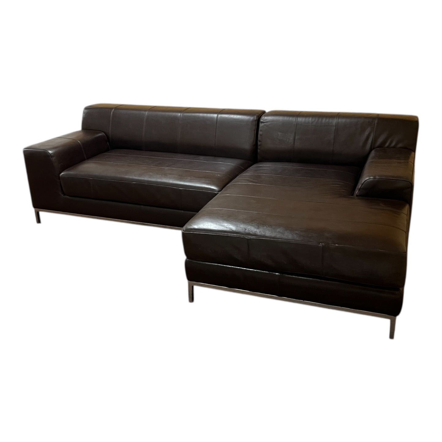 Ecksofa aus Echtleder in Braun. Art.-Nr. 552