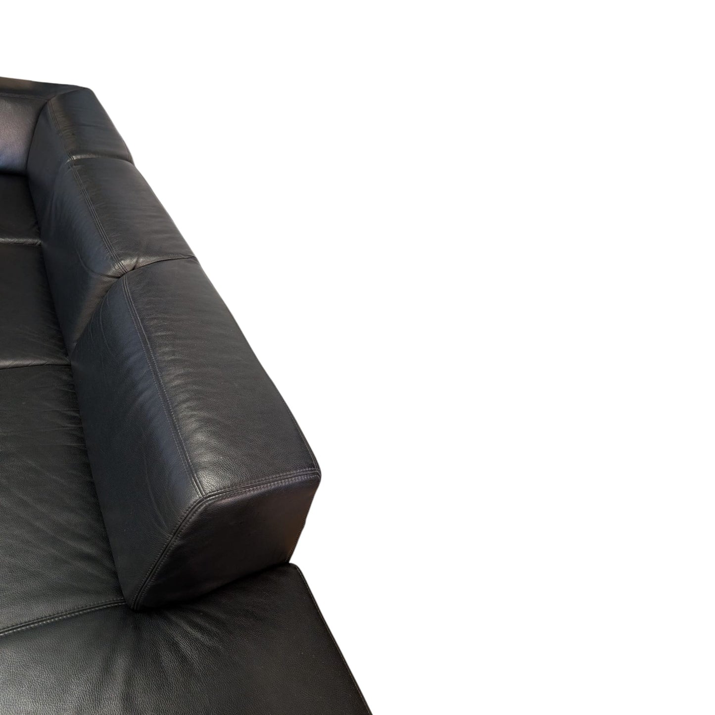 Schwarzes Ecksofa aus echtem Leder von E. Schilling. Art.-Nr. 418