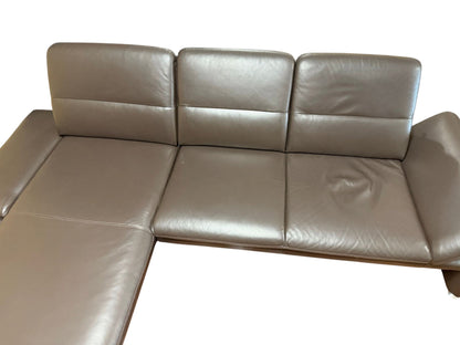 Ecksofa aus echtem Leder von Leu Swiss mit HockerArt.-Nr. 039