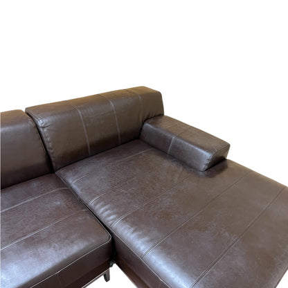 Ecksofa aus Echtleder in Braun. Art.-Nr. 552