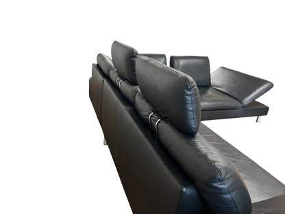 Ecksofa von W. Schillig in Schwarz aus echtem Leder Art.-Nr. 016