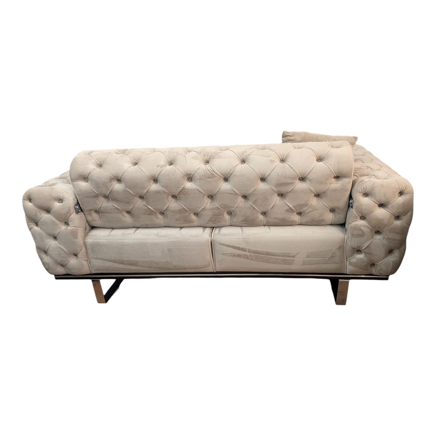 Sofa in Beige (Chesterfield-Design) aus Samt Art.-Nr. 446