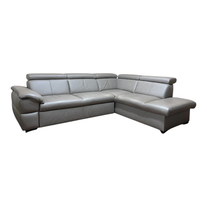 Beiges Echtleder-Ecksofa mit Bettfunktion Art.-Nr 542