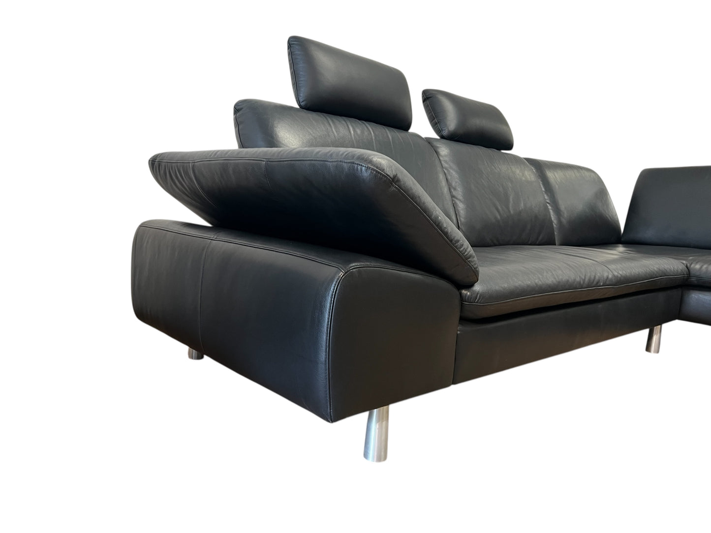 Ecksofa von W. Schillig in Schwarz aus echtem Leder Art.-Nr. 016