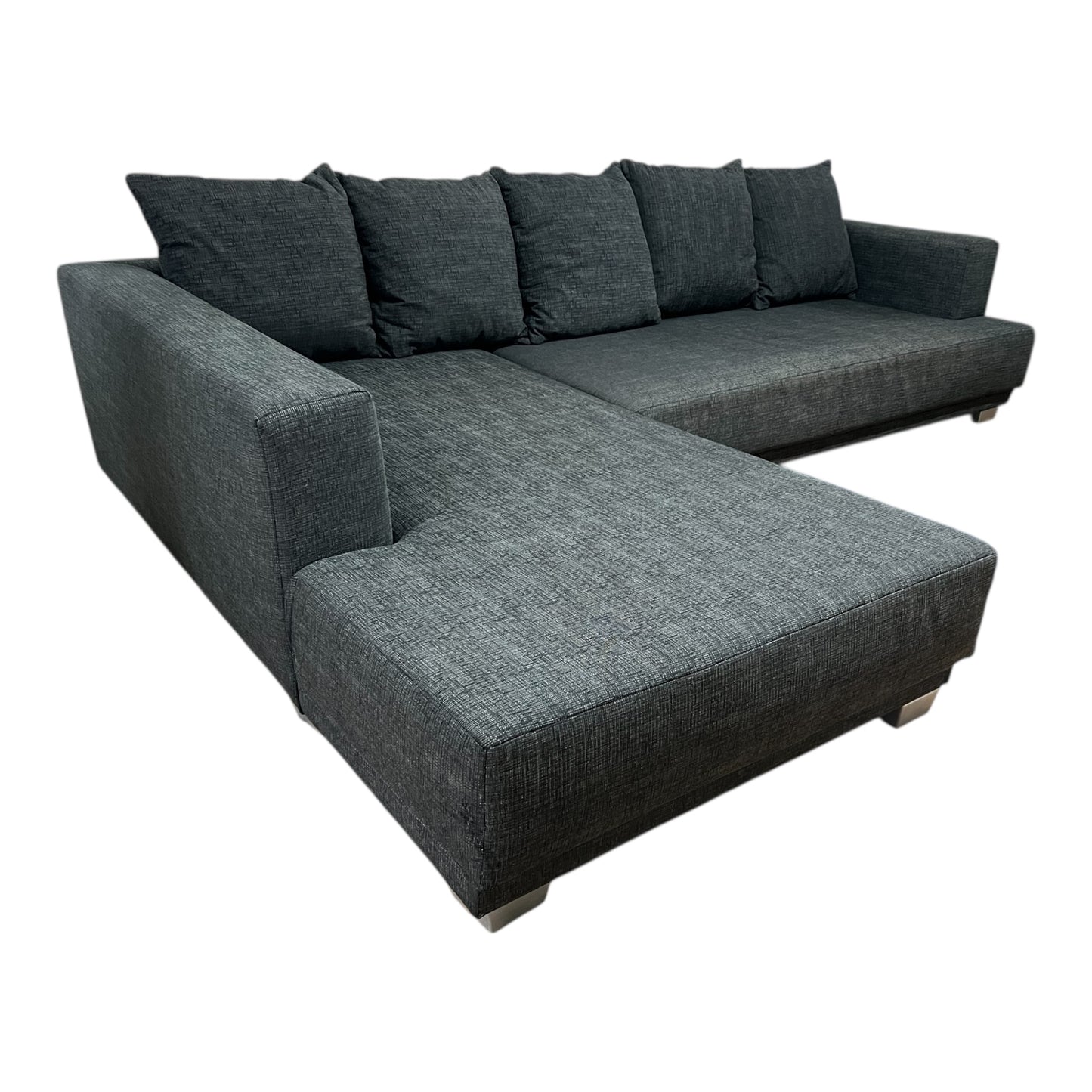 Dunkelgraues Ecksofa mit Bettfunktion und Stauraum Art.-Nr 484