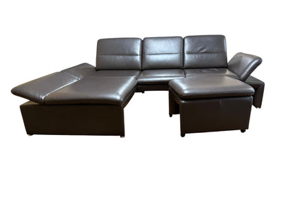 Ecksofa aus echtem Leder von Leu Swiss mit HockerArt.-Nr. 039