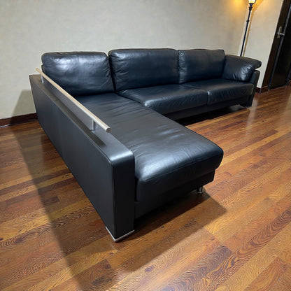 Hochwertiges Echtleder-Ecksofa in Schwarz von Linie C Art.-Nr. 593