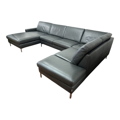 Echtleder-U-förmiges Sofa von Designer W. Schilling Art.-Nr. 469