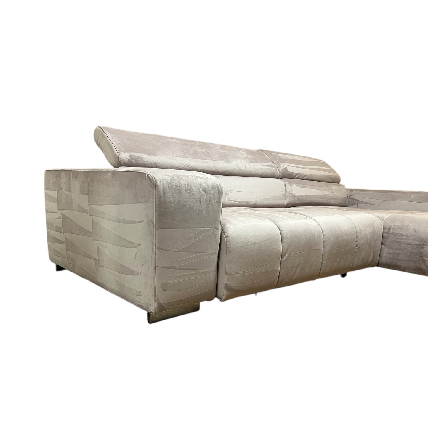 Bubel-Ecksofa in Rosa aus Samtstoff,  elektrisch ausziehbar Art.-Nr. 558