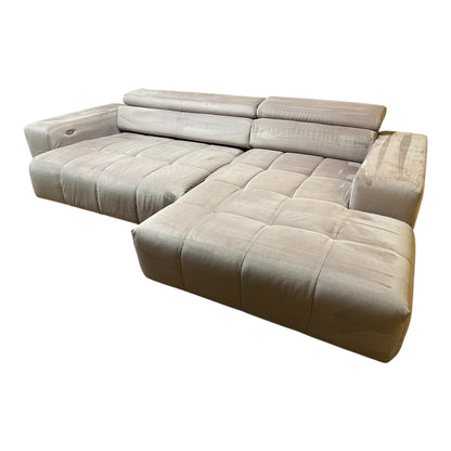 Bubel-Ecksofa in Rosa aus Samtstoff,  elektrisch ausziehbar Art.-Nr. 558
